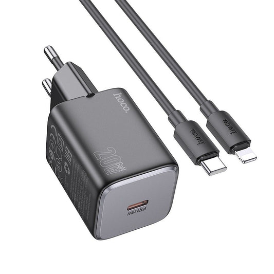 Caricabatterie 20W Hoco con cavo Type-C/Lightning (100 CM - Nero)
